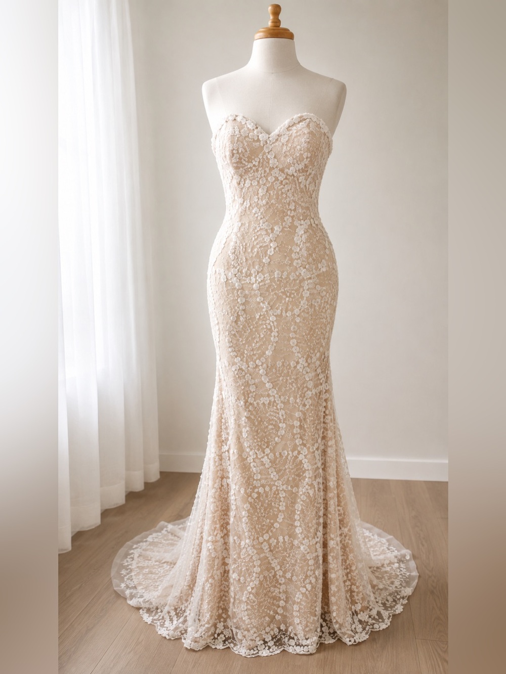 Tulip Bridal Strapless Beaded Fit & Flare Wedding Gown – Size 4 – NWT